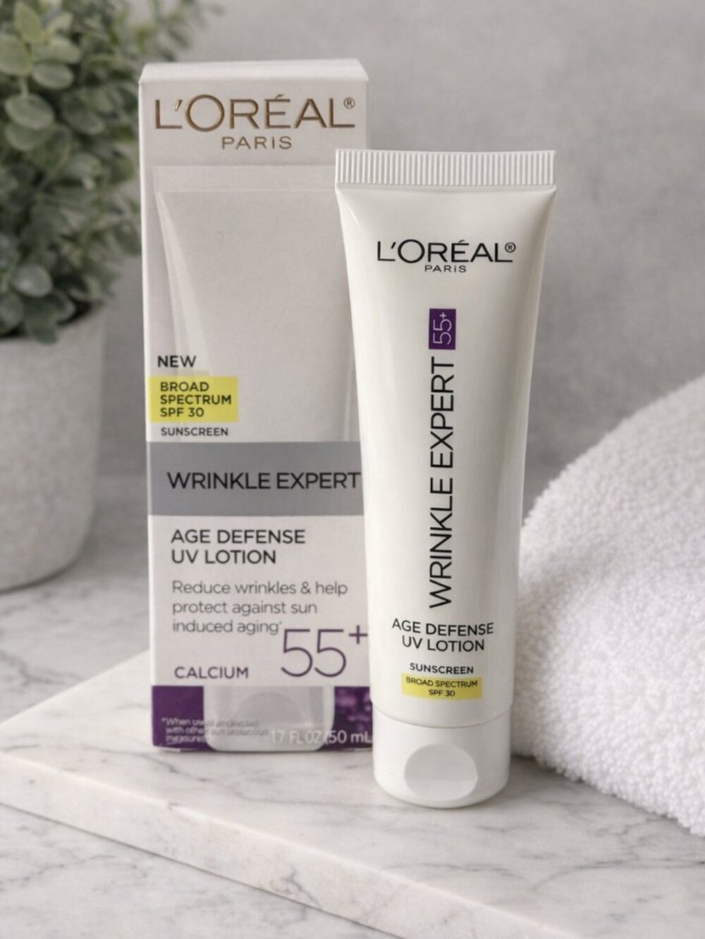 L’Oréal Wrinkle Expert 55+ Age Defense UV Lotion SPF 30 – New